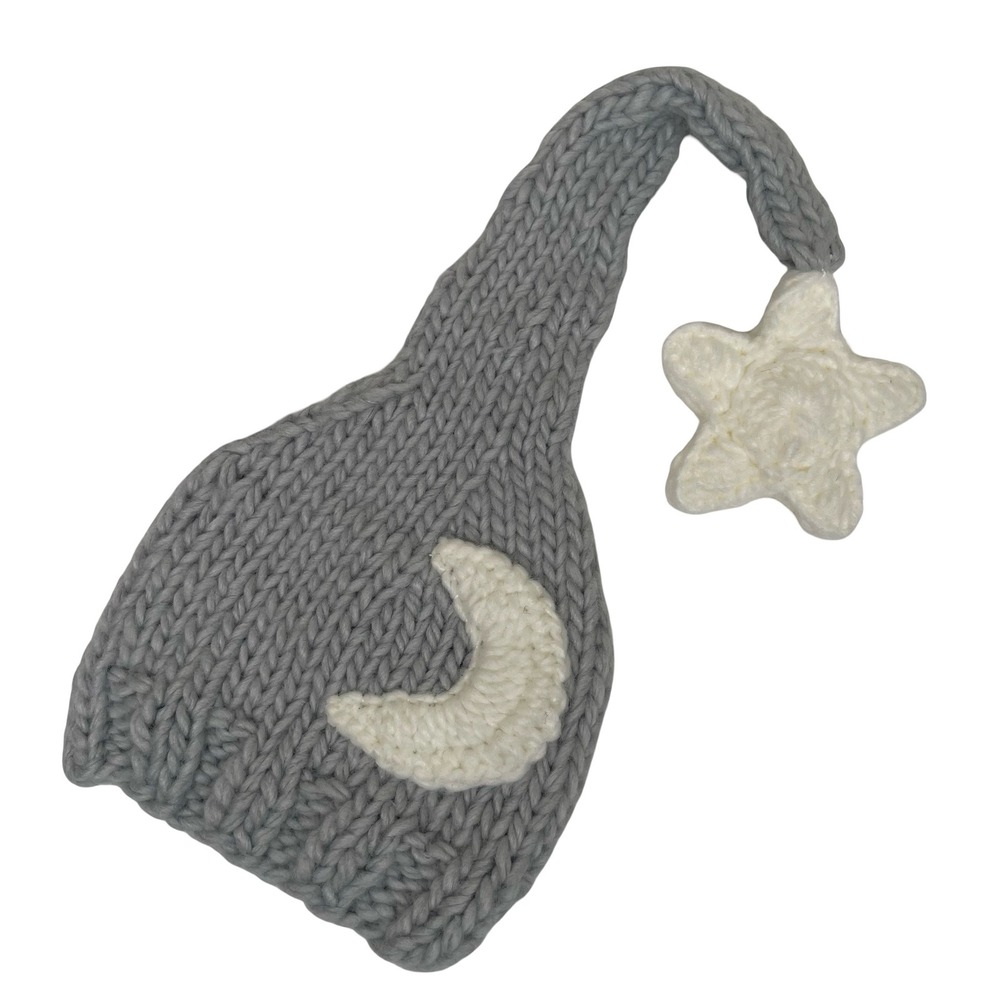 So' Dorable Baby Hat 0-3M Gray‎ Knit Moon Star Sleep Cap Newborn Photo Prop